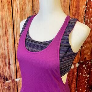 Lululemon All Sport Support Support Tank size 4 purple black stipe no pads